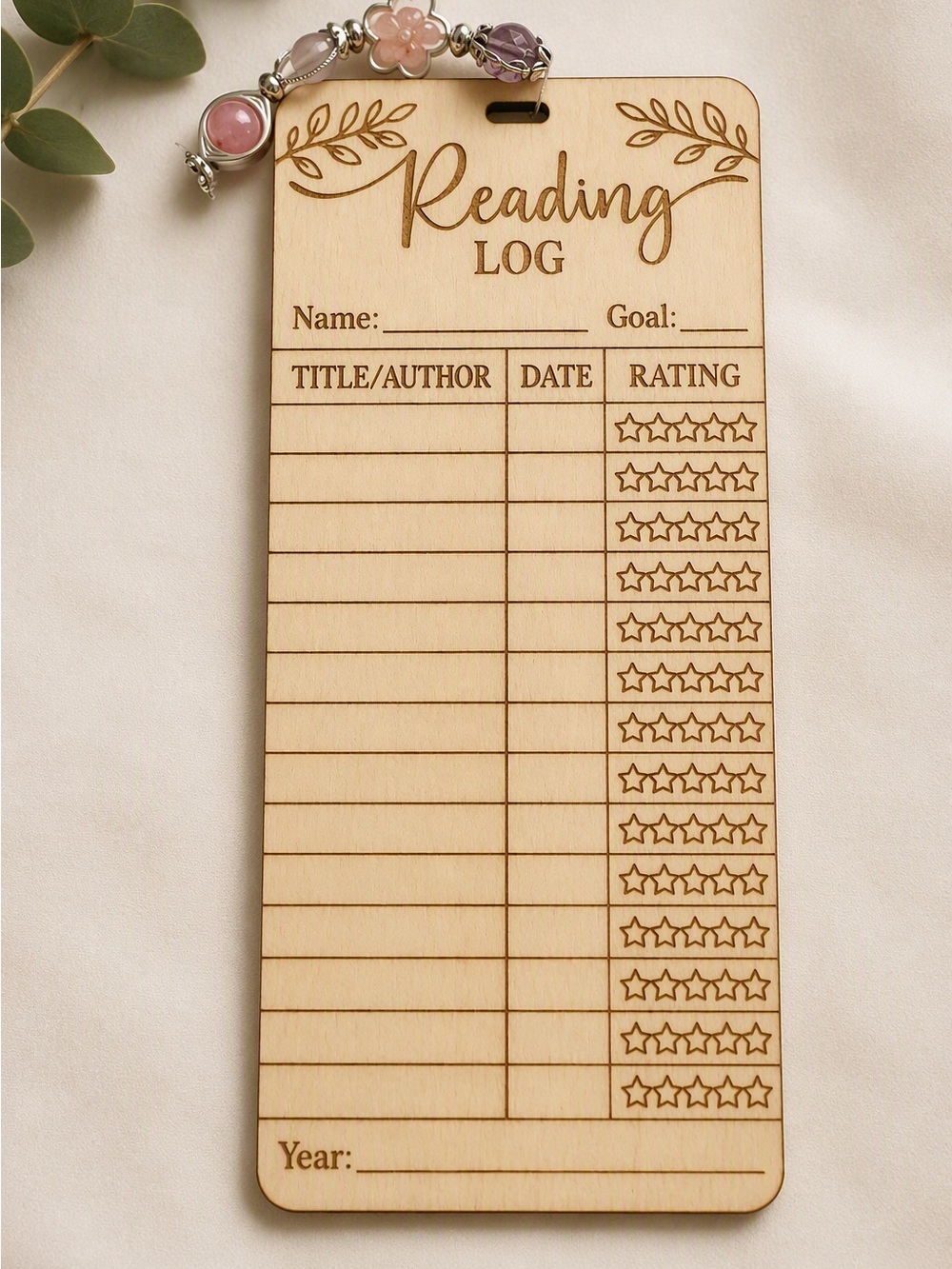 Wooden Reading Log Bookmark - Handmade
